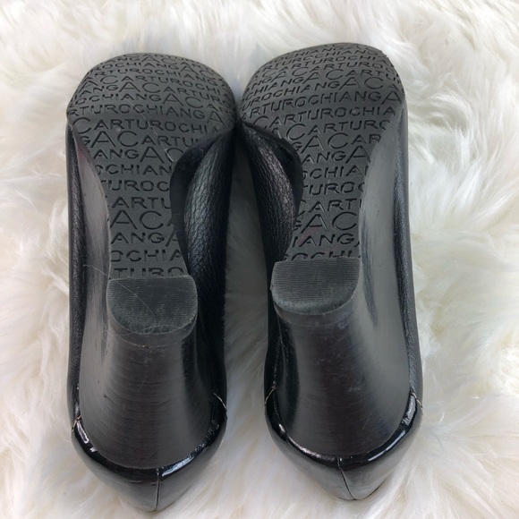 Arturo Chiang Black Leather Dress Wedge Sz 7.5 - Picture 8 of 8
